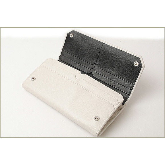 Prada Wallet Saffiano Talco Long Nero Corner - Picture 1 of 6